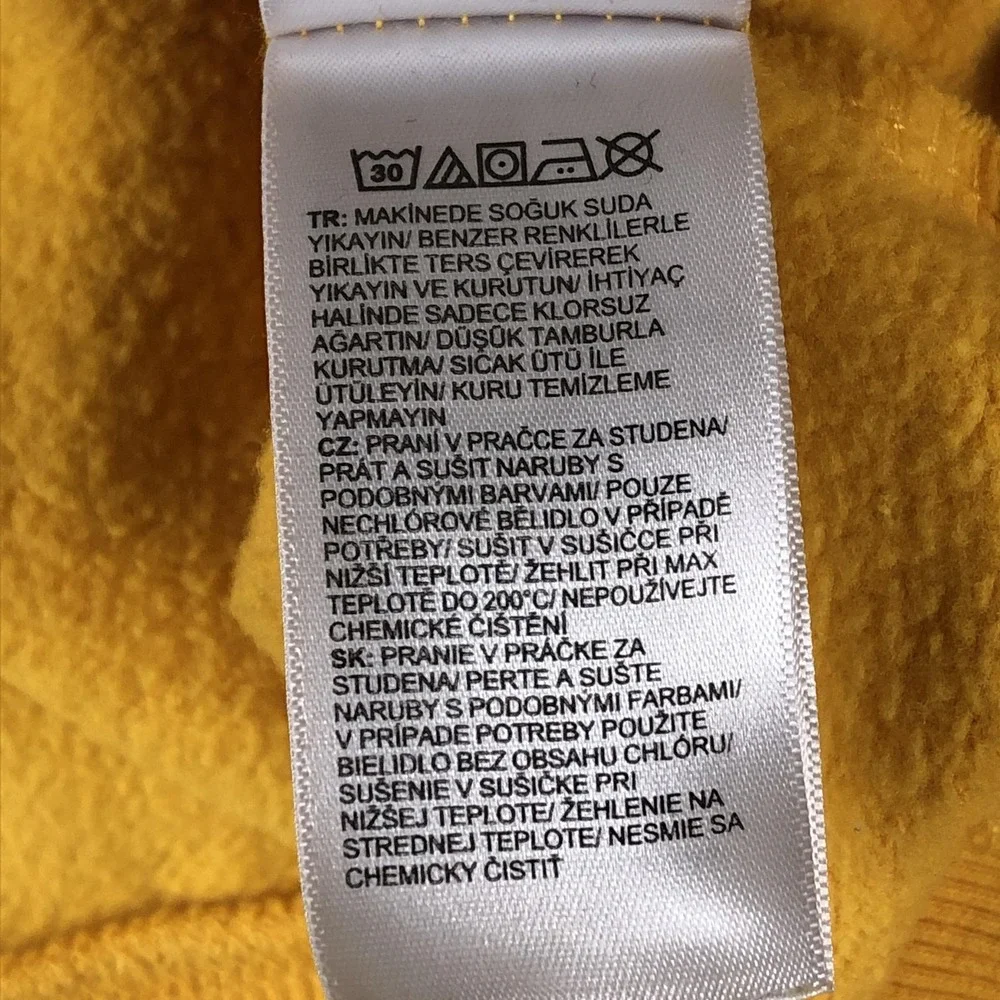 The North Face Hoodie Mens Large Yellow Graphic Fleece Pullover Back Logo